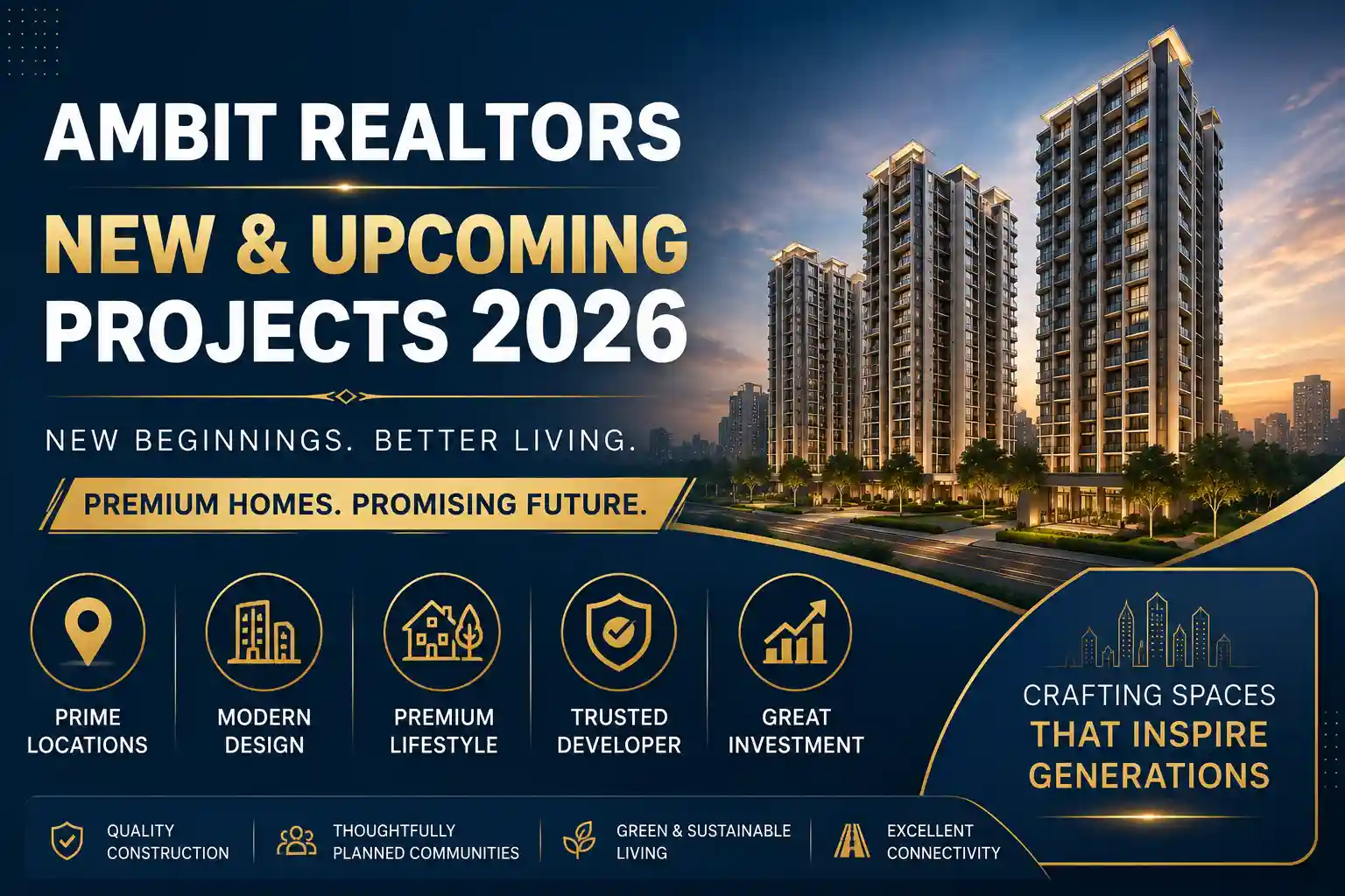 Ambit Realtors upcoming cluster redevelopment projects in Malad West, Borivali West and Kandivali West offering premium 2, 3 and 4 BHK homes